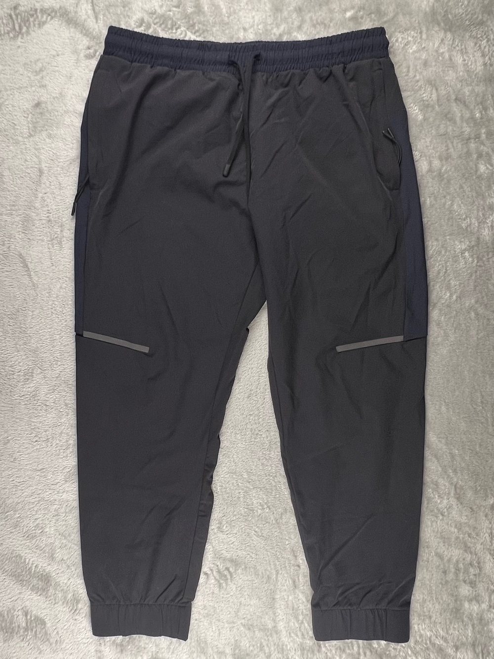 Under 510 Athletic Jogger Pants 34x24 Black Nylon Stretch Reflective Track U-510
